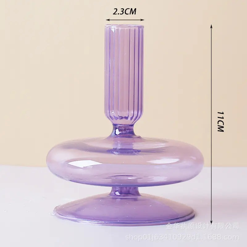 Purple Glass Candlestick / Vase