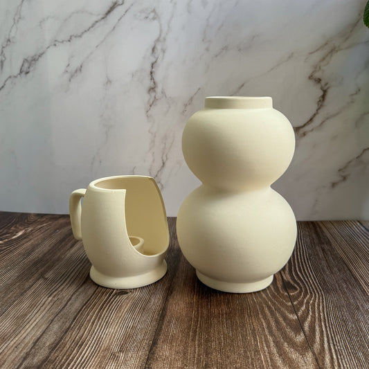 Set of Ceramic Bubble Vase and Italian Candle Holder