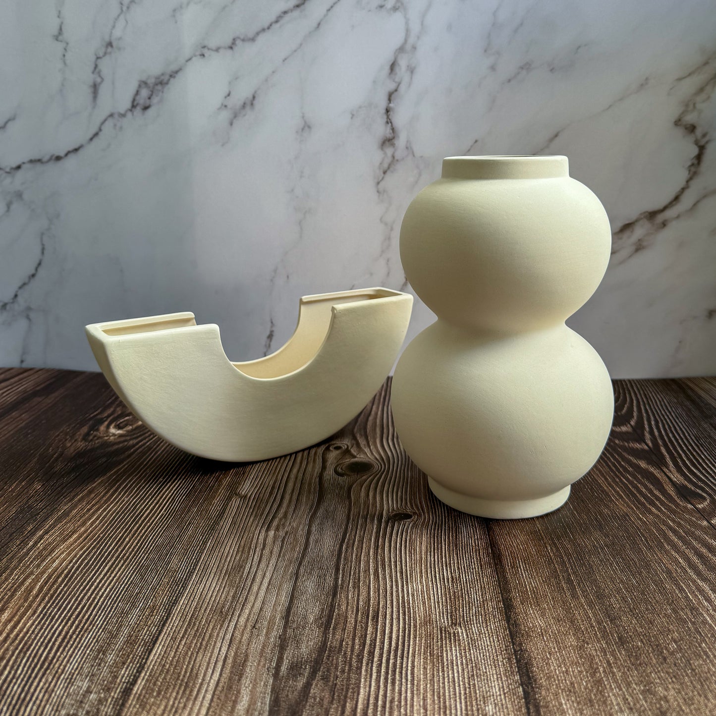 Set of Ceramic Bubble Vase and Moon Vase